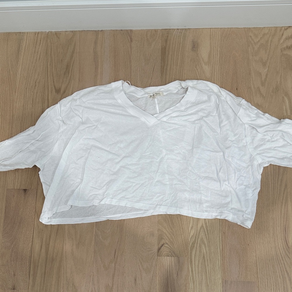 We The Free White V-Neck Cropped Tee